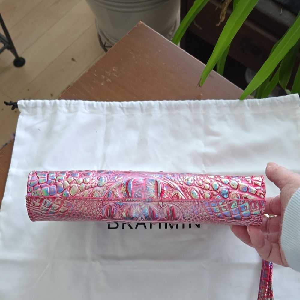 Brahmin Daisy Wristlet in Magenta Wonderland Melbourne Croc-Embossed Leather - Picture 6 of 16
